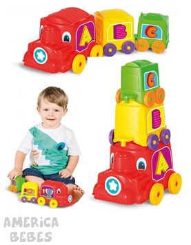 TREN APILABLE DIDACTICO CON VAGONES PARA BEBES CALESITA