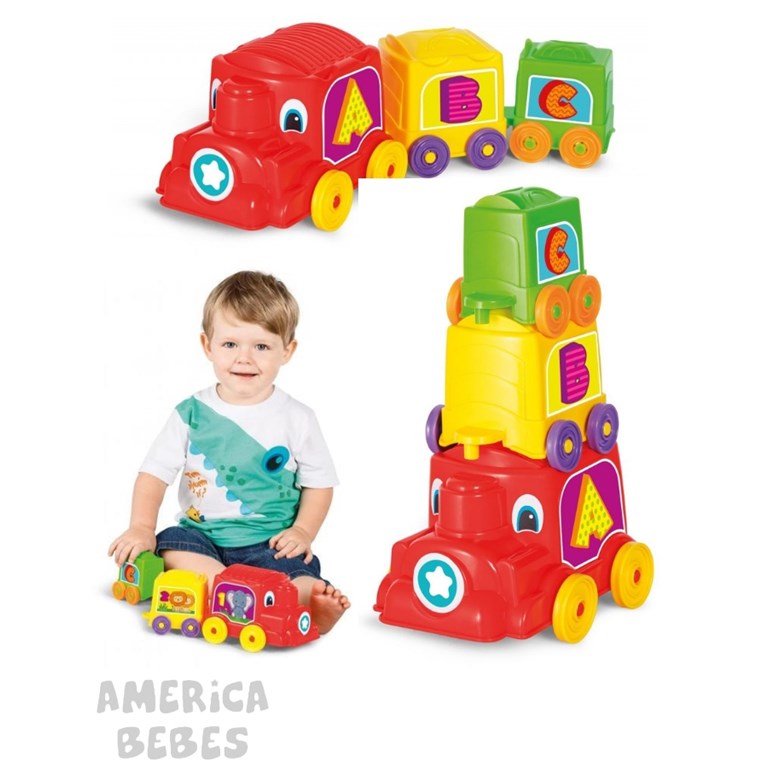 TREN APILABLE DIDACTICO CON VAGONES PARA BEBES CALESITA