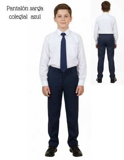 A103 AZUL PANTALON SARGA COLEGIAL. Talle: 2-4 CON PINZAS.  Talle 6 en adelante SIN PINZAS. SU ROGER