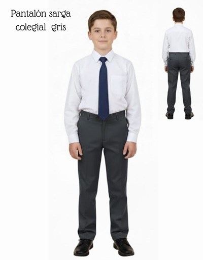 A103 GRIS PANTALON SARGA INTA COLEGIAL Talle: 2-4 CON PINZAS. Talle 6 en adelante SIN PINZAS. SU ROGER