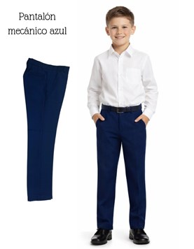 A124 AZUL PANTALON MECANICO COLEGIAL Talle: 2-4 CON PINZAS. Talle 6 en adelante SIN PINZAS. SU ROGER