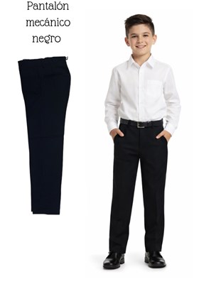 A124 NEGRO PANTALON MECANICO COLEGIAL Talle: 2-4 CON PINZAS. Talle 6 en adelante SIN PINZAS. SU ROGER