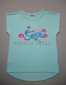 Remera de nena manga corta estampa love.Gruny