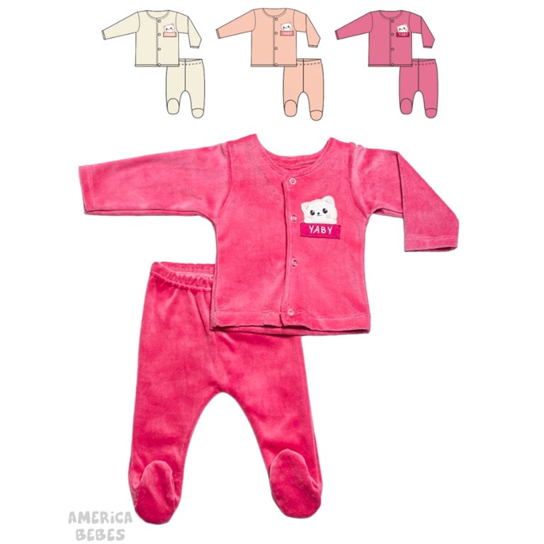 CONJUNTO DE BEBE SAQUITO MAS RANITA ESTAMPA MIAU YABY