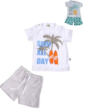 conjunto de remera manga corta y short surf yaby