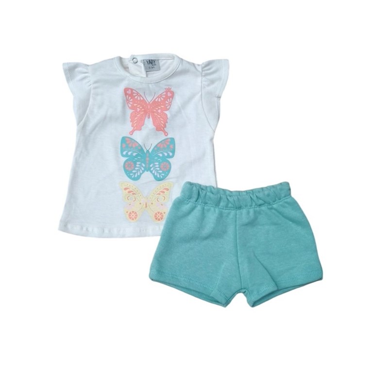 conjunto remera manga corta y short mariposa yaby