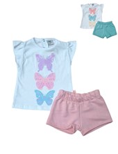 conjunto remera manga corta y short mariposa yaby