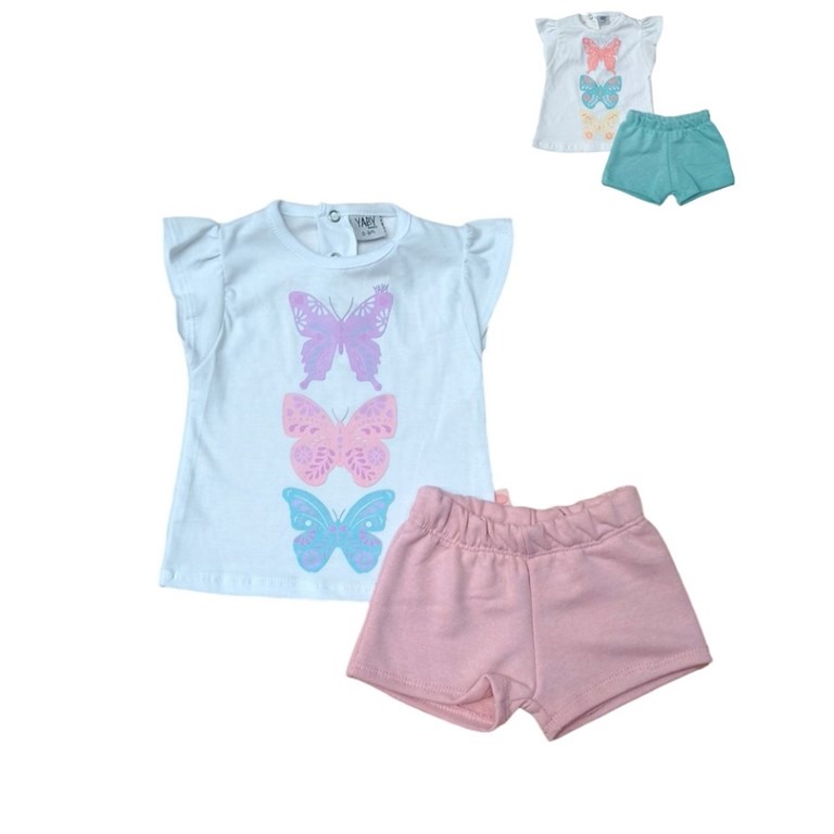 conjunto remera manga corta y short mariposa yaby