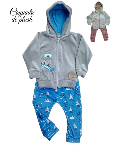 CONJUNTO CON CAMPERA PLUSH DOBLE SUBLIMADO SKY. YABY