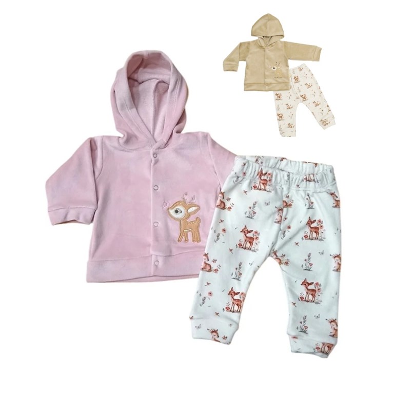 CONJUNTO CON SAQUITO PLUSH SUBLIMADO MANAGA LARGA BAMBI. YABY