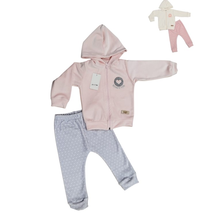 CONJUNTO CON CAMPERA PLUSH SUBLIMADO MANGA LARGA AMORE. YABY