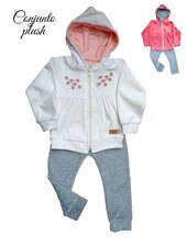 CONJUNTO CON CAMPERA PLUSH FLORCITAS. YABY