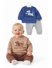 CONJUNTO DE FRISA PARA BEBÉ, PANTALÓN Y BUZO ESTAMPA CENTRAL PERRITO. YABY