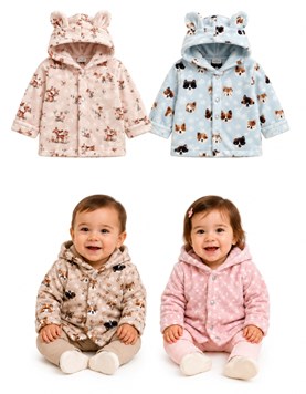 CAMPERITA DE PLUSH ESTAMPADO CON CAPUCHA. YABY