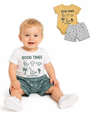 CONJUNTO SHORT RUSTICO + BODY M/C CON ESTAMPA. YABY