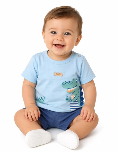 CONJUNTO BBE REMERA MANGA CORTA JERSEY + SHORT RUSTICO. YABY
