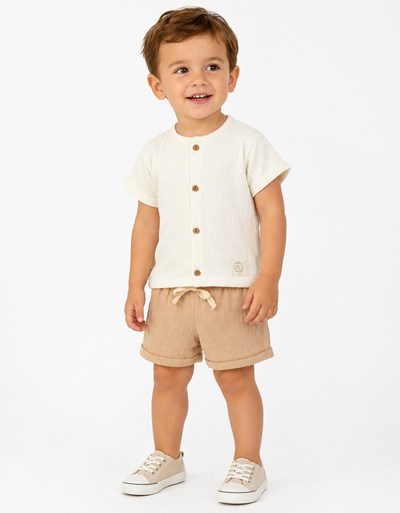CONJUNTO BAMBULA CAMISA SIN CUELLO + SHORT. YABY