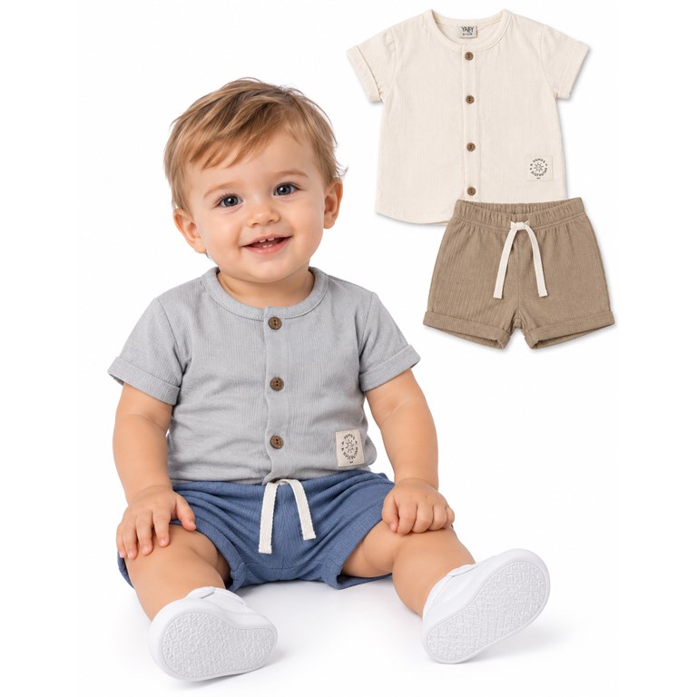 CONJUNTO BAMBULA CAMISA SIN CUELLO + SHORT. YABY
