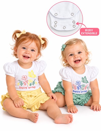 CONJUNTO BODY EXTENSIBLE MANGA CORTA + SHORT EN PLUMETI. YABY