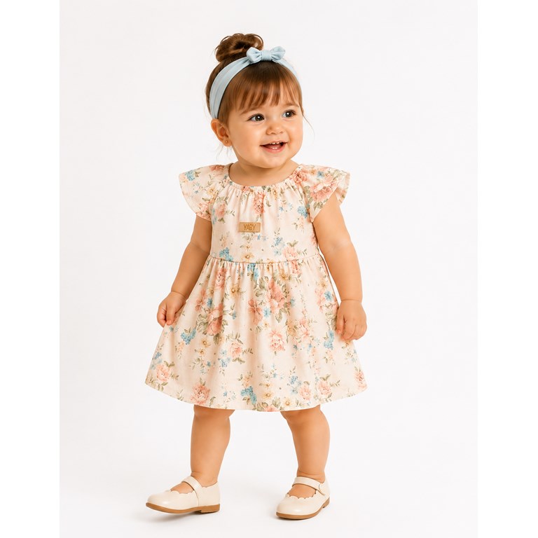 VESTIDO EN JERSEY ESTAMPA FLORES. YABY