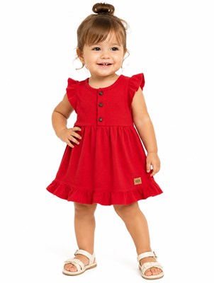 VESTIDO PARA BEBA EN PLUMETI CON VOLADO. YABY