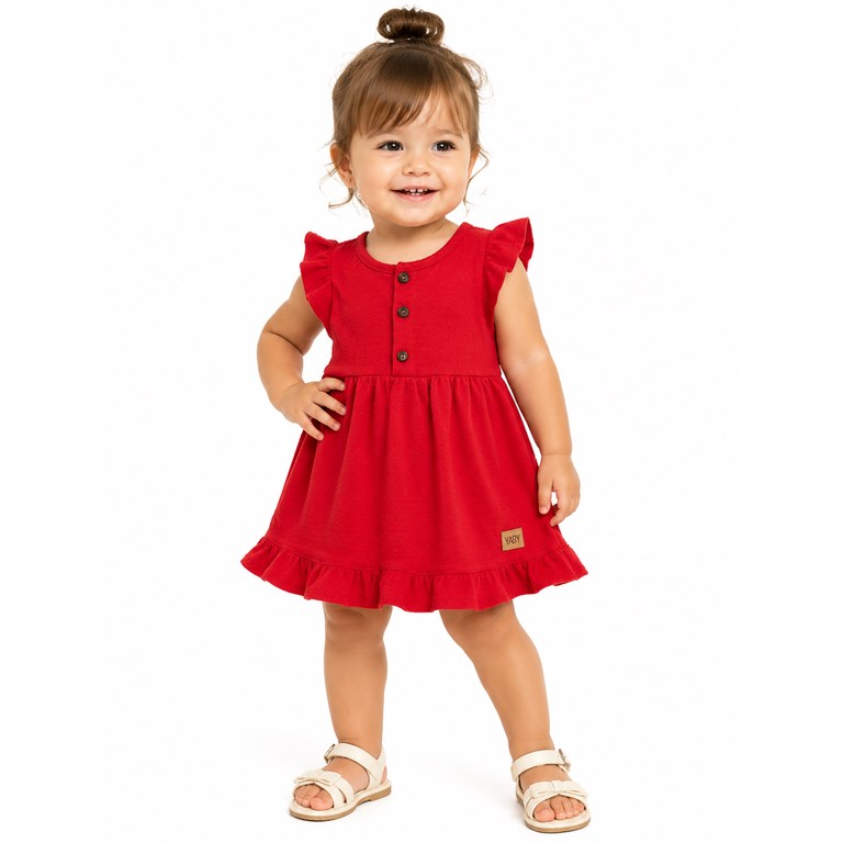 VESTIDO PARA BEBA EN PLUMETI CON VOLADO. YABY