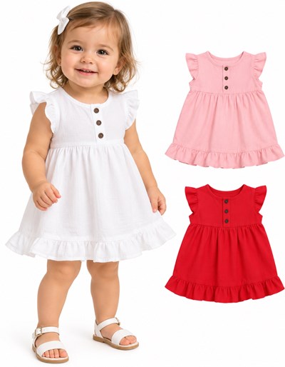 VESTIDO PARA BEBA EN PLUMETI CON VOLADO. YABY