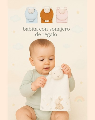 SET  TOALLITA MAS SONAJERO OVEJA. LABENDEL