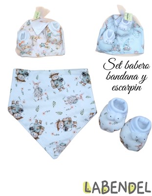 SET REGALO EN BOLSA TUL: BANDANA + BOTITA . LABENDEL