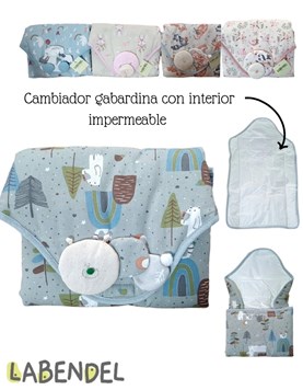 Cambiador de gabardina con aplique. Colores surtidos. Labendel