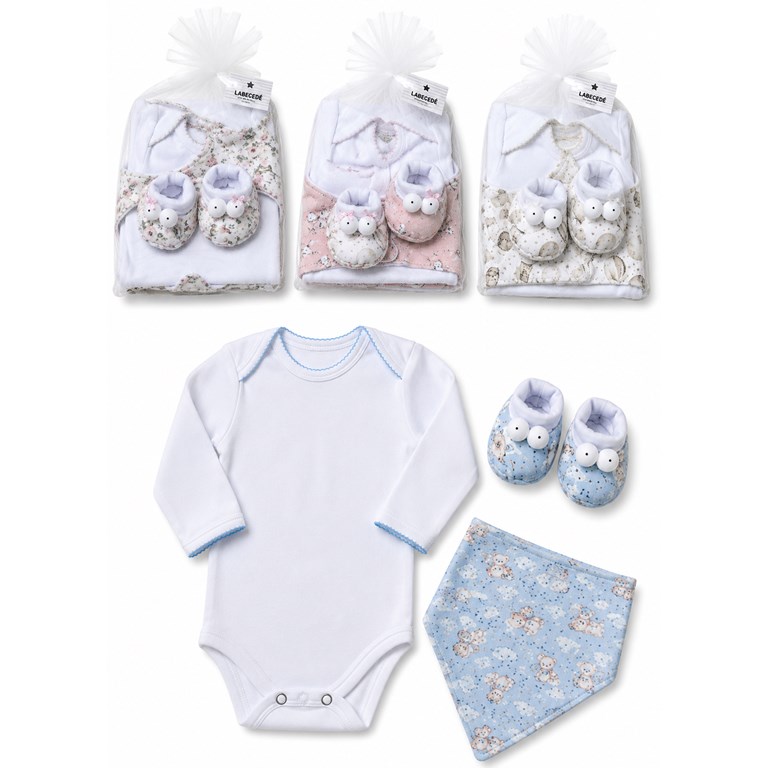 SET BODY MANGA LARGA BANDANA Y ESCARPINES. EN BOLSA TUL. LABENDEL