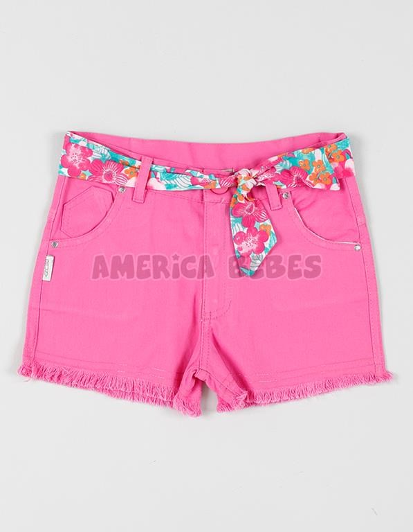 Short niña gabardina con lazo estampado flores. Colores surtidos. Gruny.