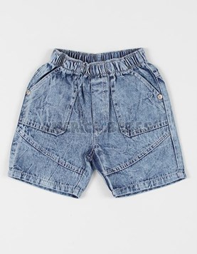 BERMUDA DE JEAN PARA NIÑO CON CINTURA REGULABLE Y ROTURAS RIMBI