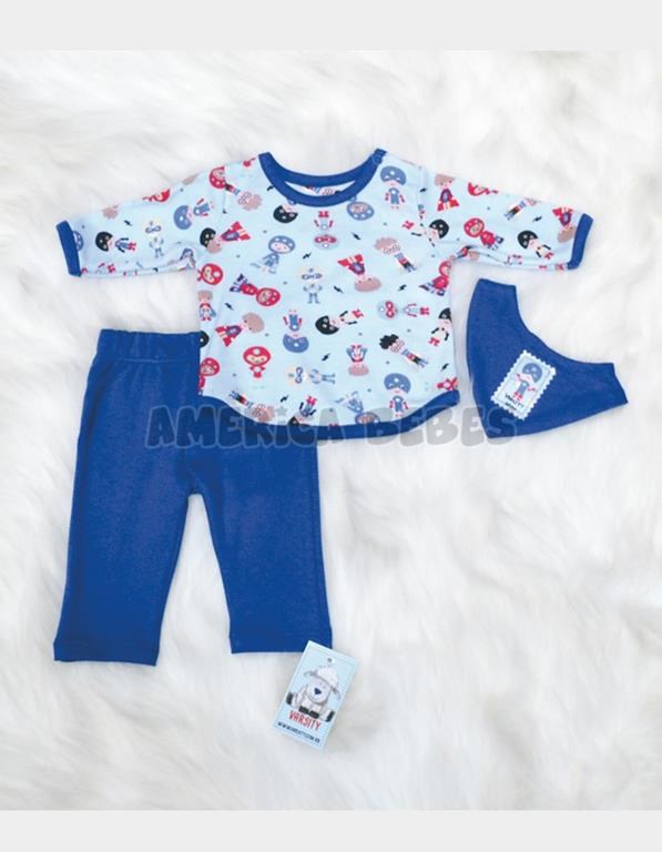 CONJUNTO BEBE C/BAB SUPER HEROE VARSITY