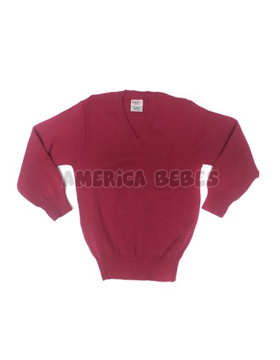 Pullover escote en V.  BORDO.