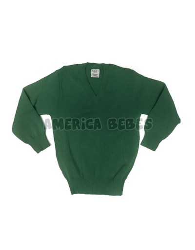 Pullover escote en V.  VERDE.