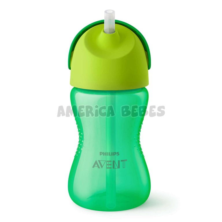 Vaso con sorbete flexible nene 300ML. iseño de válvula antifuga para evitar derrames. 12M+. Avent Philips.