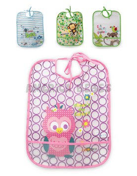 Babero vinilico estampado. Lavable e impermeable. Modelos surtidos. Love.