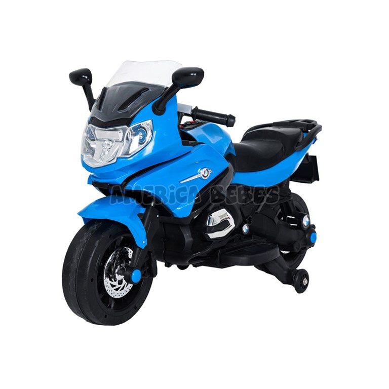 MOTO BMW CHILDREN AZUL 12V CON RUEDITAS, ARRANQUE Y LUCES. BIEMME
