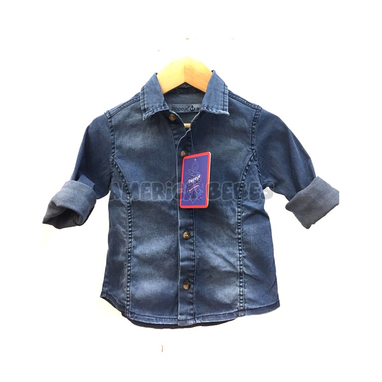 CAMISA MANGA LARGA BLANCA CUELLO MAO  PARA BEBE. POPEYE