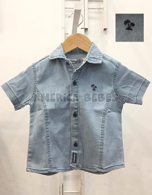 CAMISA MANGA LARGA PARA BEBE ESTAMPA ANCLA BARCO Y PALMERA. POPEYE