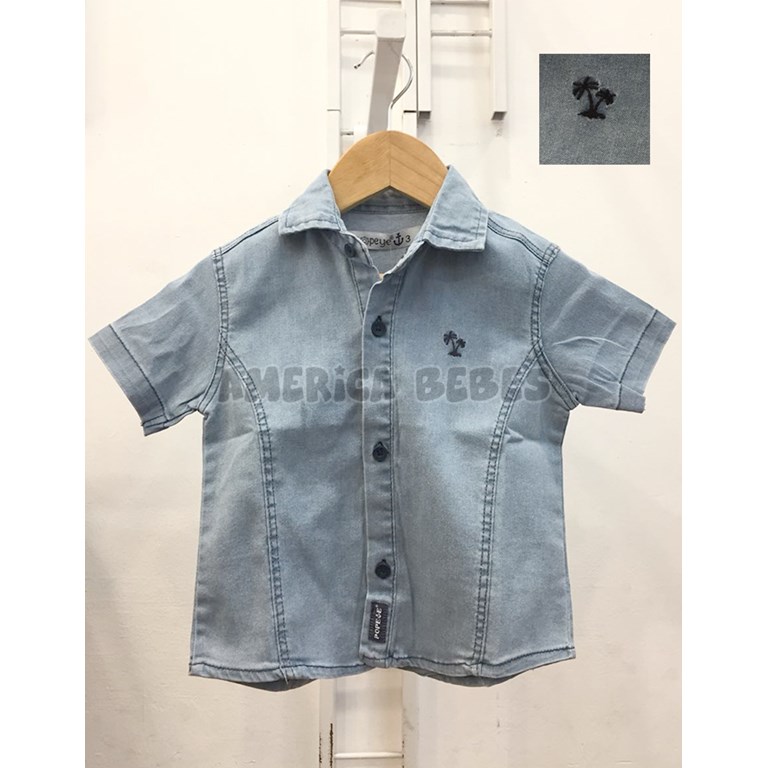 CAMISA MANGA LARGA PARA BEBE ESTAMPA ANCLA BARCO Y PALMERA. POPEYE