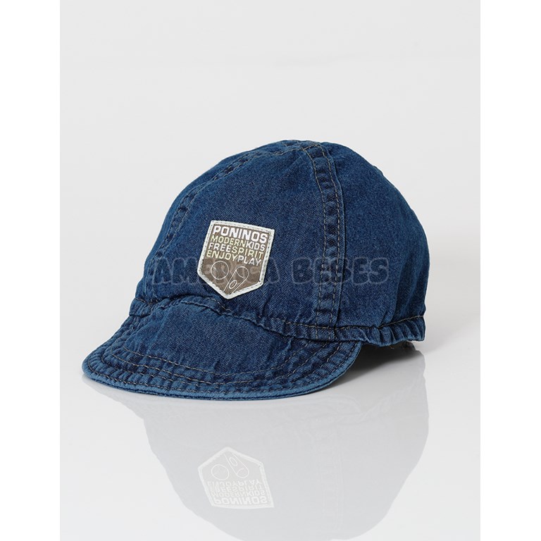 Gorro nene con visera jean. Poninos.