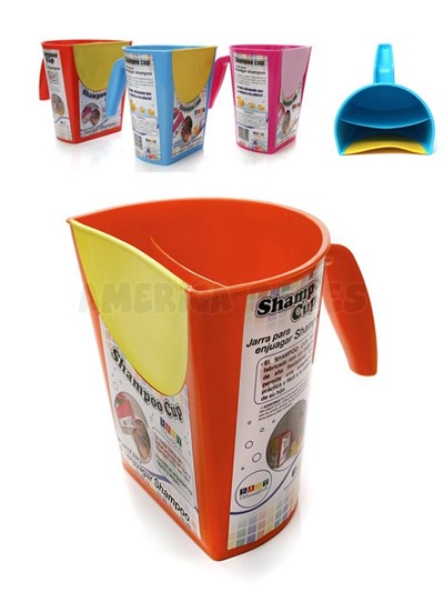 Jarra de enjuague Shampoo Cup.Frente siliconado. Doble compartimento. Colores surtidos. Baby Innovation.