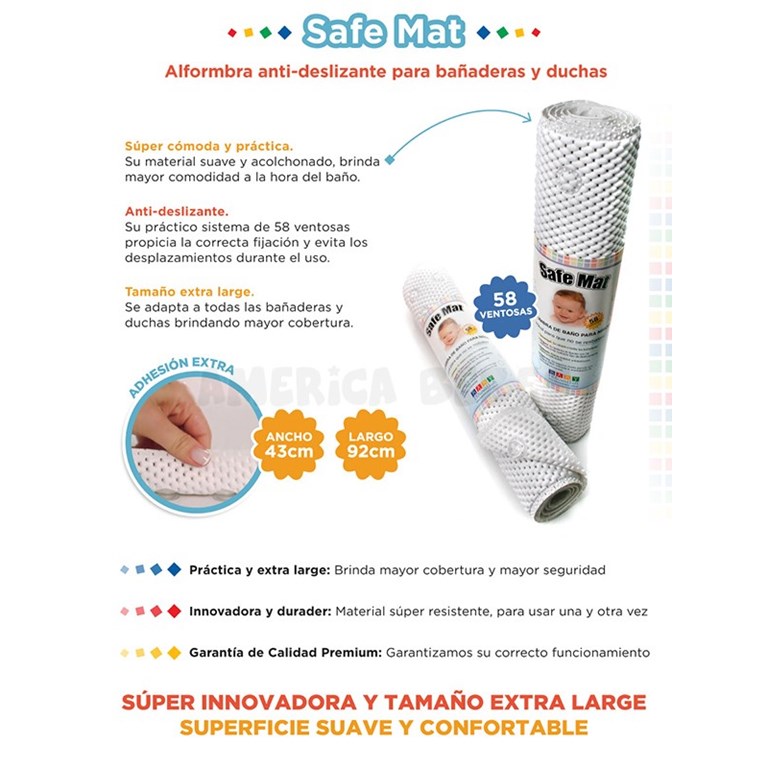 Alfombra antideslizante para bañaderas y duchas. 43x92cm. Baby Innovation.