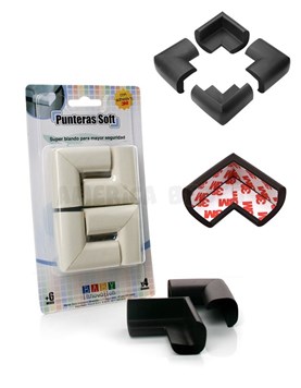 Protectores x4 unidades de goma suave y acolchonada para cubrir las puntas de mesas,mesadas y muebles. Con adhesivo 3M. Baby Innovation.