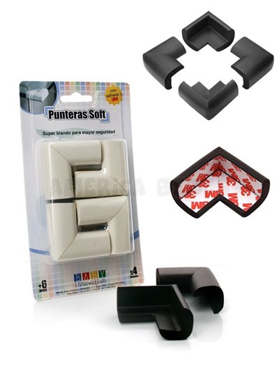 Protectores x4 unidades  de goma suave y acolchonada para cubrir las puntas de mesas, mesadas y muebles. Con adhesivo 3M. Baby Innovation.