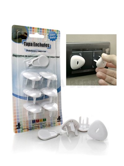 Tapas para enchufes de tres patas. x6Unidades. Con llave para quitarlas. Baby Innovation .