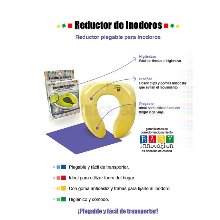 Reductor de inodoro plegable. Trabas internas.Topes antideslizantes. Baby Innovation.
