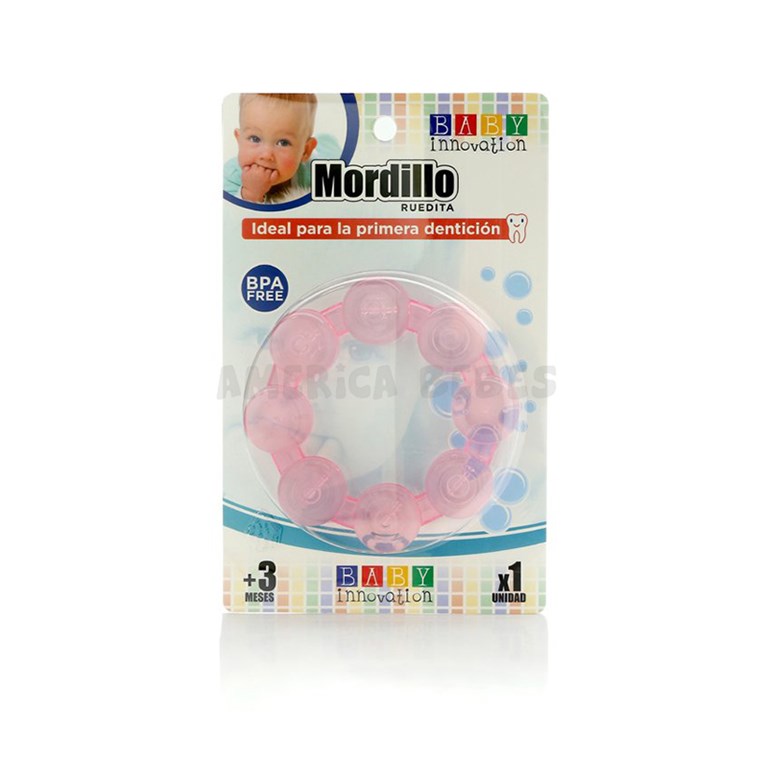 Mordillo ruedita. +3m.  Liquido anticongelante. Textura rugosa. Colores surtidos. Baby Innovation.